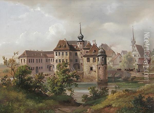 Schlos Schrozberg Oil Painting - Georg Maria Eckert