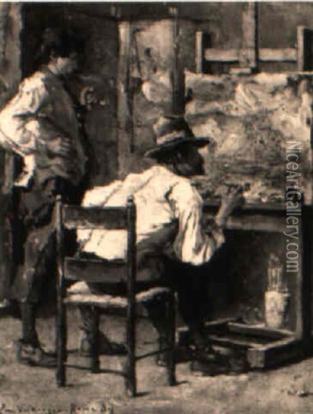 Im Atelier Des Kunstlers Oil Painting - Emile Verbrugge