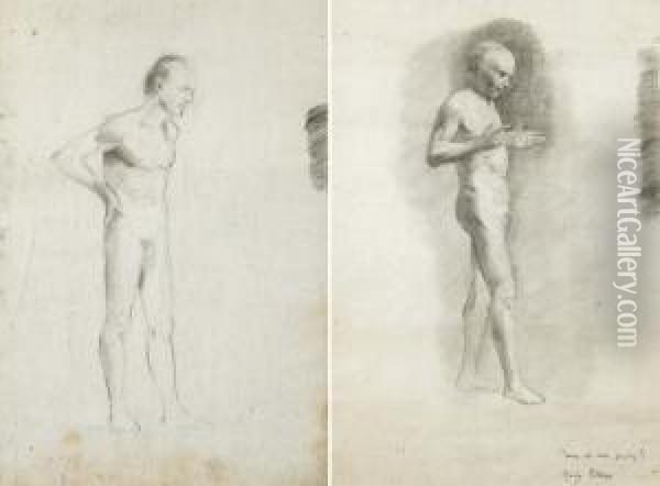 A) Nudo Maschile Oil Painting - Giuseppe Pellizza da Volpedo