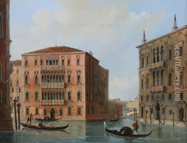 Venedig, Palazzi Foscari E Balbi Oil Painting - Carlo Grubacs