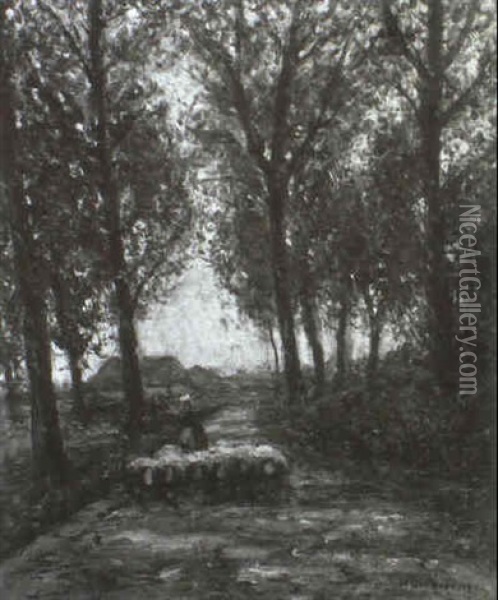 Allee Oil Painting - Helmuth Liesegang