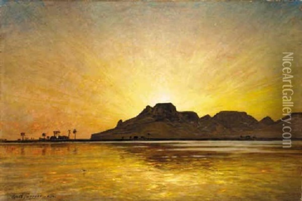 Sunset In Egypt Oil Painting - Ernest Karl Eugen Koerner