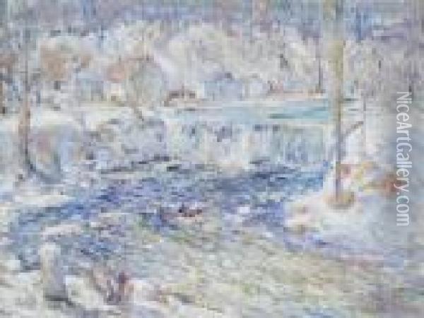 Winter At Little Falls, New Jersey Oil Painting - Ernest Lawson