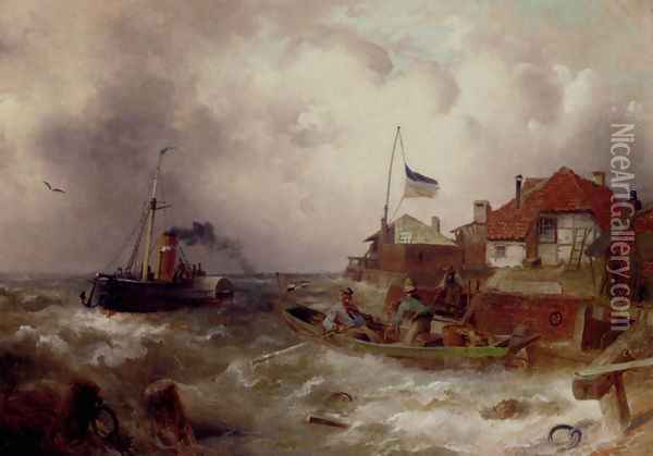 Rowing Out In Choppy Waters Oil Painting - Karl Kaufmann