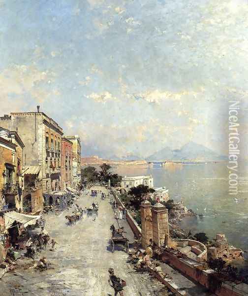 Posilipo, Naples Oil Painting - Franz Richard Unterberger