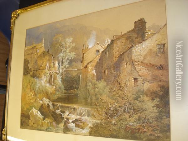 Continental Riverside Mill Oil Painting - Edward M. Richardson