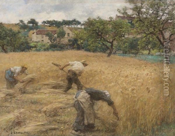 Cutting Wheat Oil Painting - Leon Augustin Lhermitte