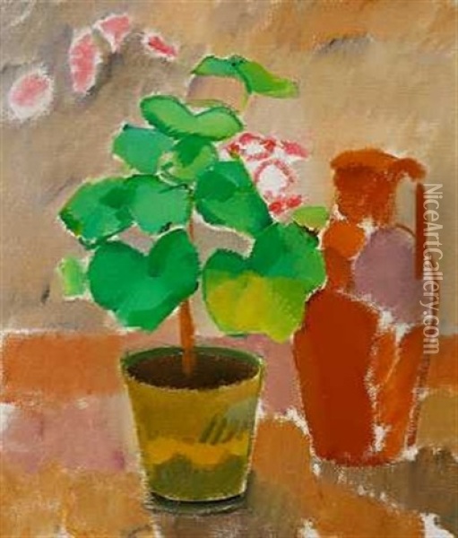 Opstilling Med Blomster Og Kande Oil Painting - Karl Isakson