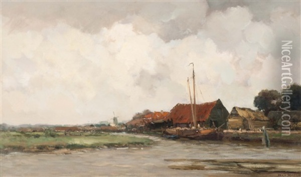 View Of The Polder Canal Oil Painting - Willem George Frederik Jansen