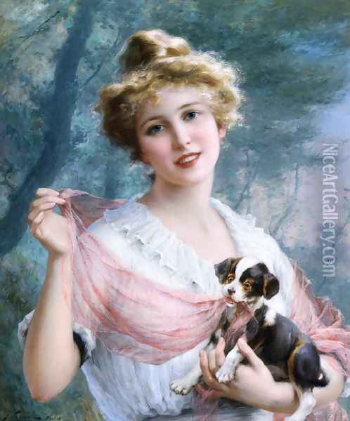 The Mischievous Puppy Oil Painting - Emile Vernon