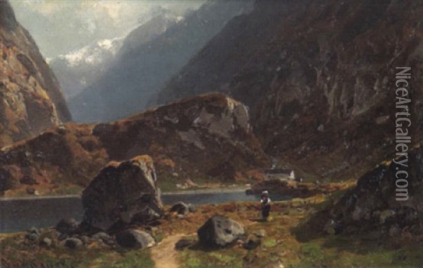 Seelandschaft In Den Schweizer Alpen Oil Painting - Otto von Kameke