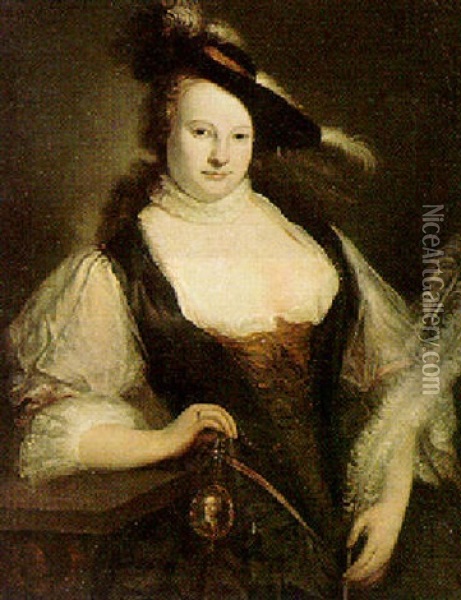 Portrait Of A Lady Oil Painting - Frans Van Der Myn