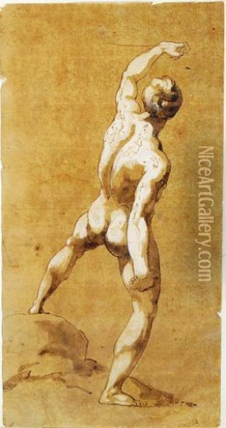 Standing Male Nude Oil Painting - Benjamin Robert Haydon