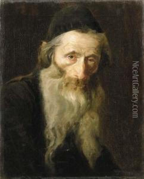 R Portrait Of An Elderly Jew Oil Painting - Lazar' Leibovich Krestin