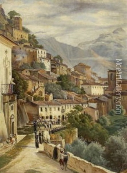 Olevano Romano Oil Painting - Friedrich Wasmann
