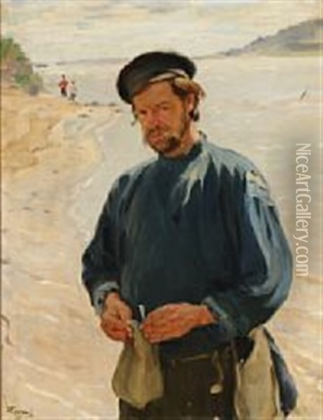 On The Bank Of The Oka River Oil Painting - Ivan Semionovich Kulikov