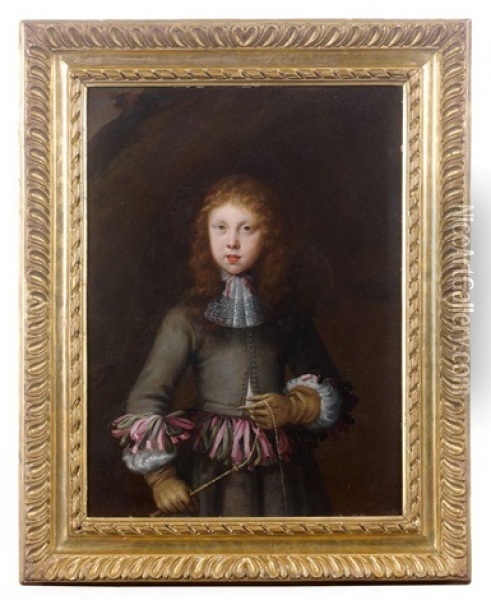 Portrait De Jeune Homme Aux Rubans Oil Painting - Constantyn Netscher