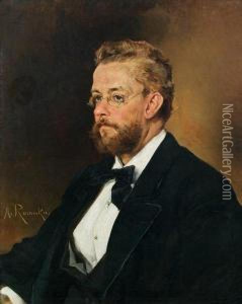 Dr. Karl Freiherr Von Rokitansky Oil Painting - Anton Romako