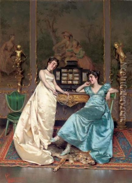 The Pearl Necklace Oil Painting - Vittorio Reggianini