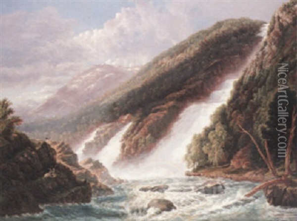 A View Of The Russell Falls, Tasmania Oil Painting - James Haughton Forrest
