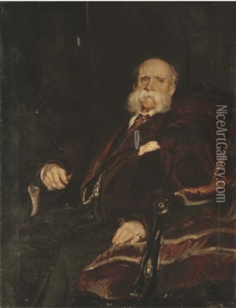 Portrait Of A Gentleman, Three-quarter Length, Seated, In A Brown Coat Oil Painting - Jacques-Emile Blanche
