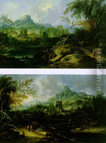 Sudlicher Landschaft Mit Figurenstaffage Oil Painting - Peter Von Bemmel