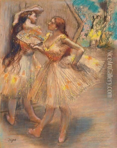 Danseuses Pres D'Un Portant Oil Painting - Edgar Degas