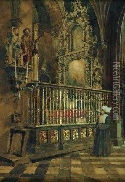Im Inneren Der Kolner Jesuitenkirche Oil Painting - Carl Rudell