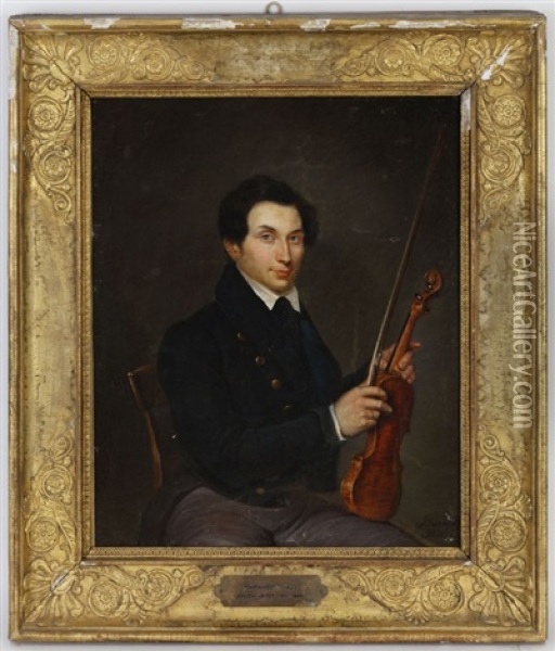 Portrait Du Violoniste Joseph Artot Oil Painting - Claude Joseph Barandier
