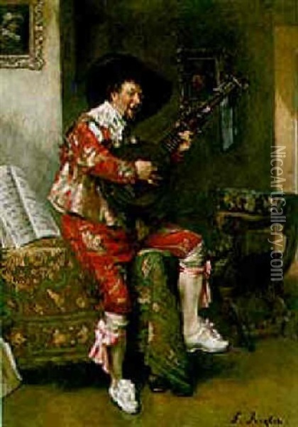 The Lute Player Oil Painting - Ferdinand Victor Leon Roybet