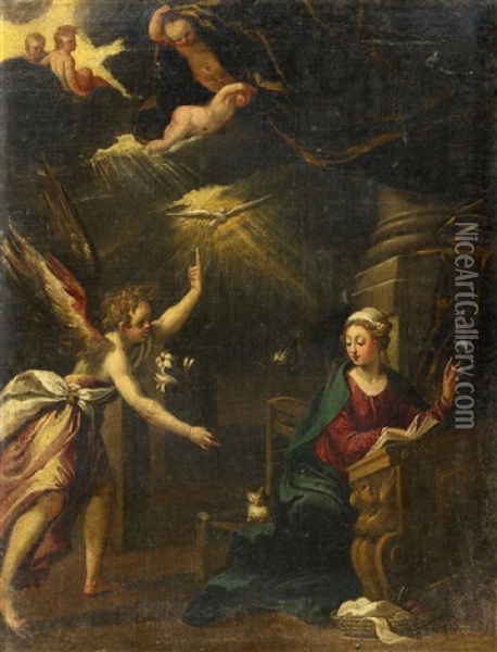 The Annunciation Oil Painting -  Scarsellino