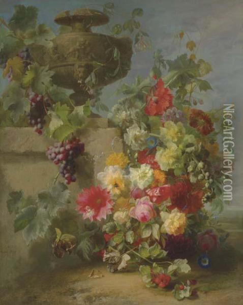 Still Life Of Roses Oil Painting - Jean-Baptiste Robie