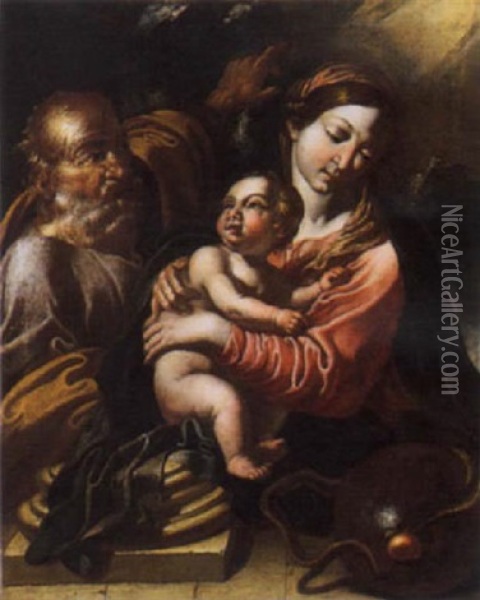Sacra Famiglia Oil Painting - Giovanni Battista Beinaschi
