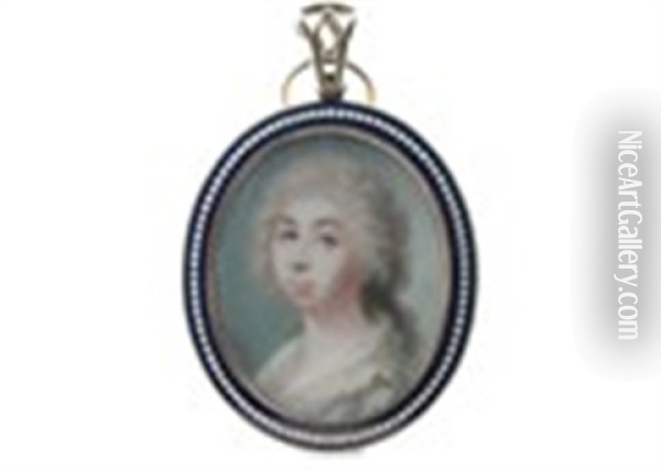 Portrait Miniature Of A Lady Oil Painting - Abraham Daniel