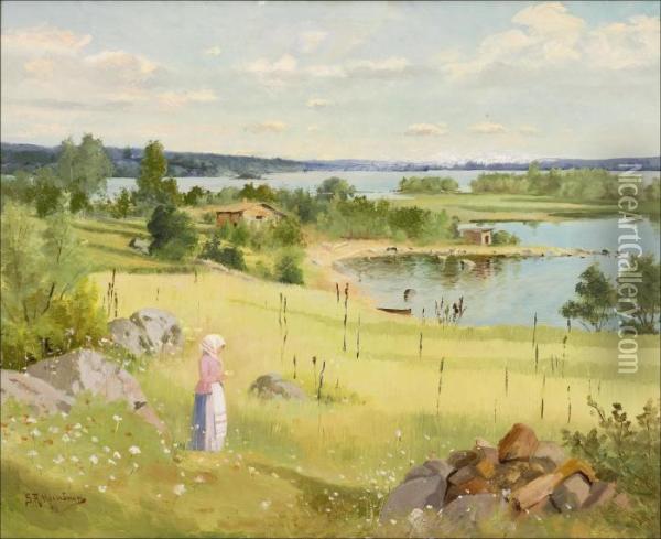 Maisemahameesta. Oil Painting - Sigfrid August Keinanen