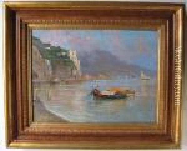 Barche E Pescatori Oil Painting - Oscar Ricciardi