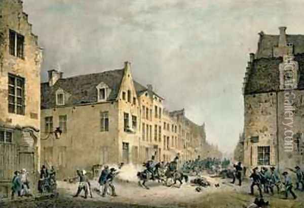 Diversion of a Dutch Division at the Porte de Flandre Oil Painting - Jean-Baptiste Madou