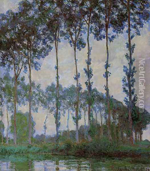 Poplars On The Banks Of The River Epte Overcast Weather Oil Painting - Claude Oscar Monet
