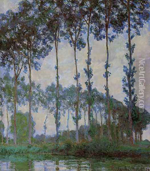 Poplars On The Banks Of The River Epte Overcast Weather Oil Painting - Claude Oscar Monet