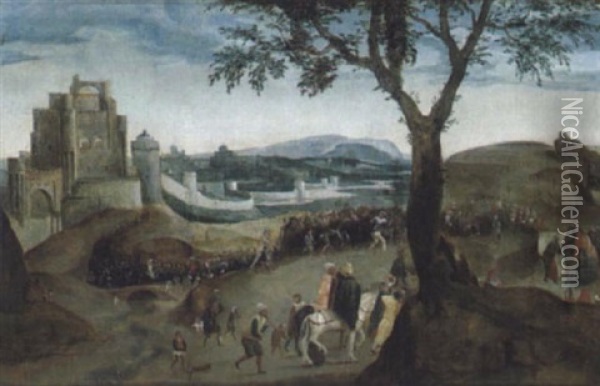 Die Prozession Zum Kalvarienberg Oil Painting - Herri met de Bles