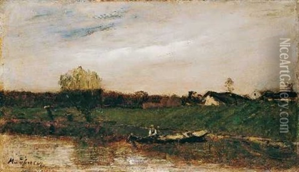 Franzosische Landschaft Oil Painting - Mihaly Munkacsy