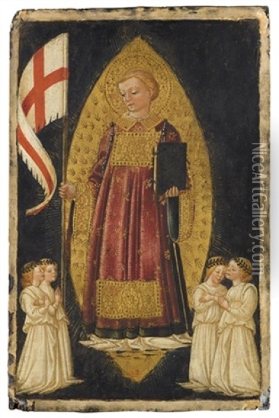 Saint Laurence In Glory With Four Angels Oil Painting - Neri di Bicci