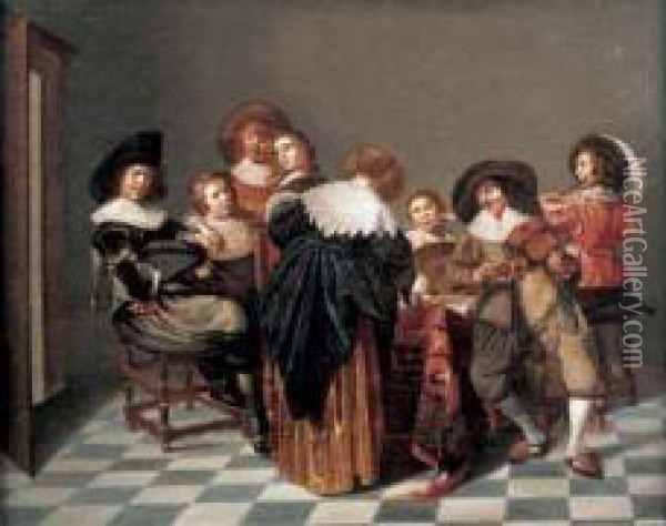 Scene De Concert Dans Un Interieur Hollandais Oil Painting - Jacob van Velsen