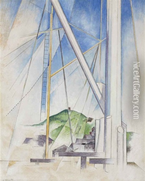 In The Key Of Blue Oil Painting - Charles Demuth