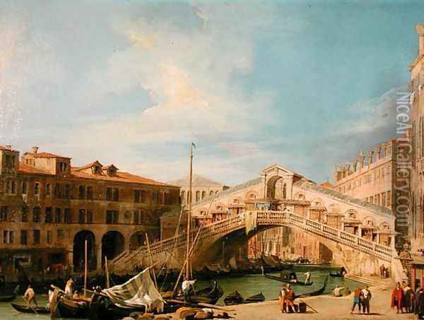 View of the Rialto at Venice Oil Painting - (Giovanni Antonio Canal) Canaletto
