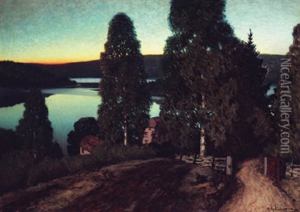 Midnattssken Oil Painting - Stan Gustaf Herman Ankarcrona