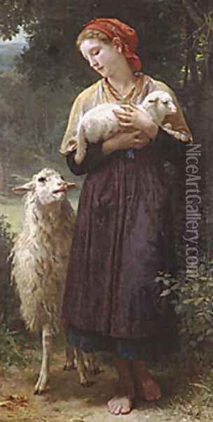 The Shepherdess 1873 165.1x87.6cm Oil Painting - William-Adolphe Bouguereau