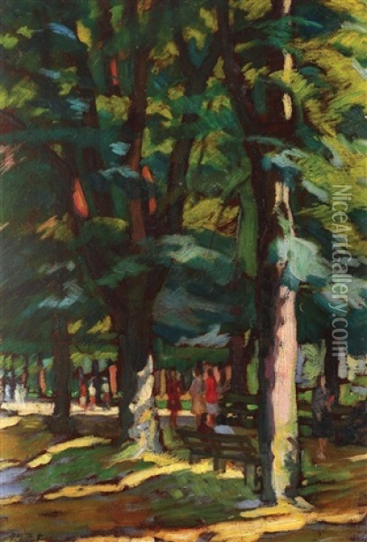 Plimbare In Parc Oil Painting - Acs Ferenc