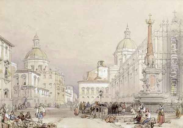 The Square of the Elephant Catania Oil Painting - William Leighton Leitch
