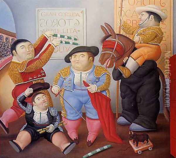 Cuadrilla de enanos toreros Oil Painting - Fernando Botero